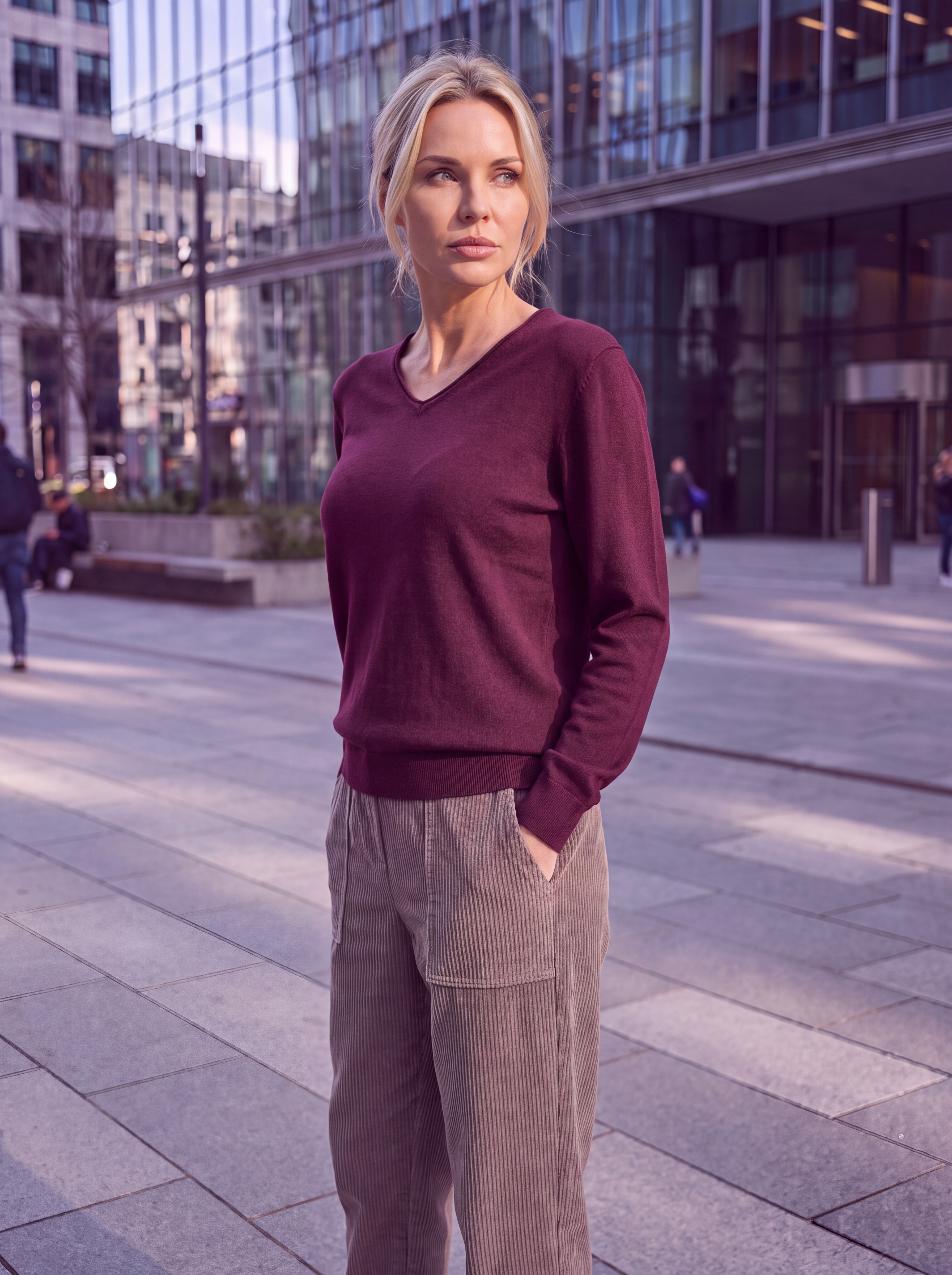Dámsky pulóver s V-éčkovým výstrihom H.WINTER BURGUNDY Tmavá bordová s.WEAR 4